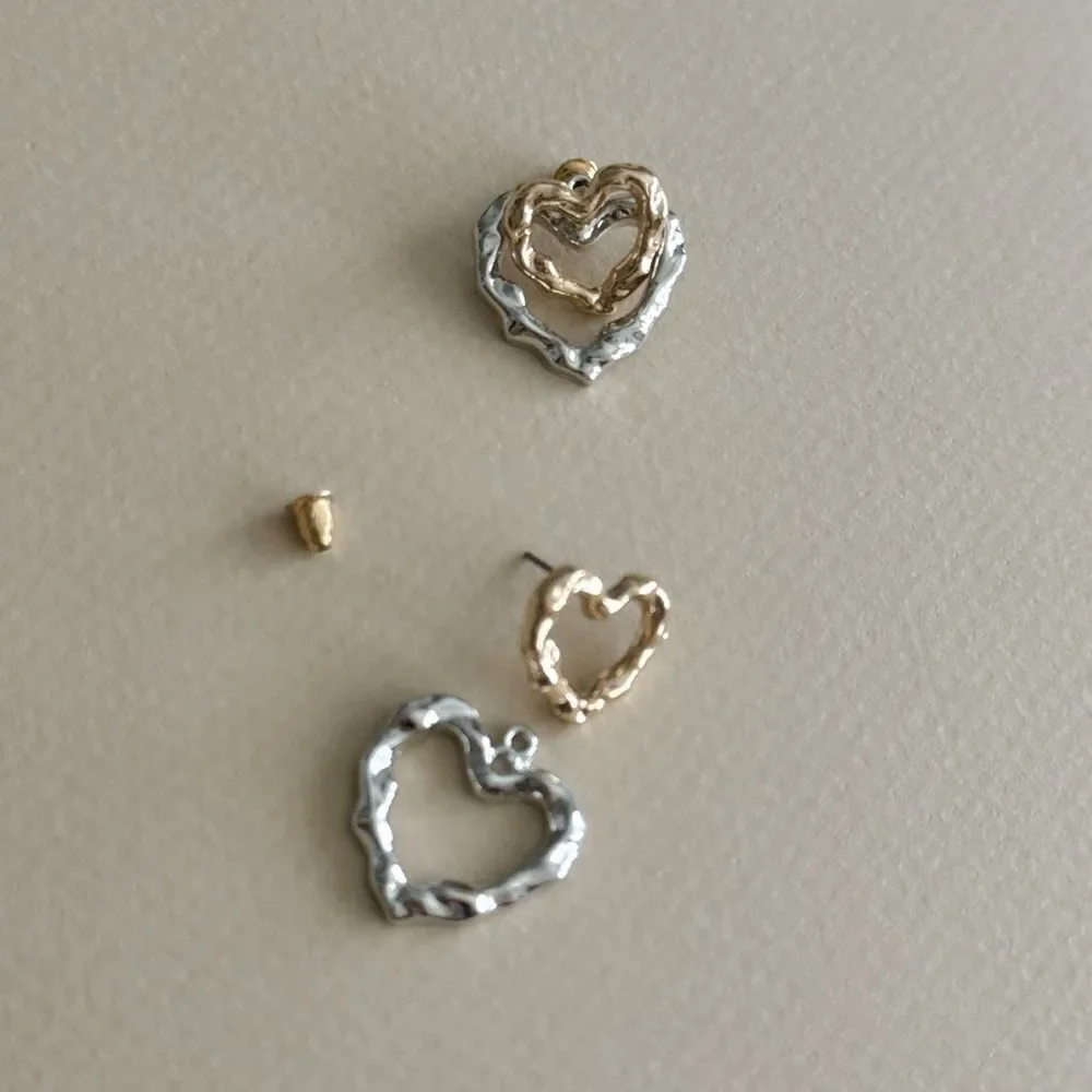 Hammered Heart Earrings N1818 - Picture 5 of 6